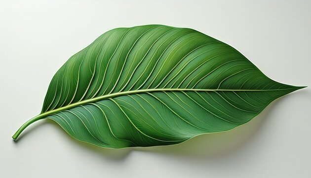single large green leaf on white background