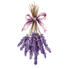 lavender bouquet tied with ribbon illustration