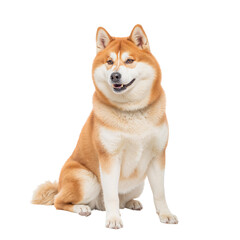 Fototapeta premium Happy Dog Sits Happily With Tongue out in Front of a Plain Background During a Sunny Day