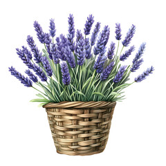 lavender basket rustic floral illustration