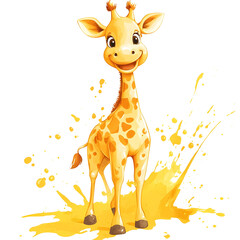 cute giraffe watercolor illustration isolated