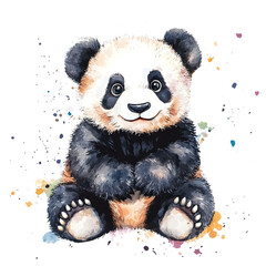 cute panda watercolor character illustration