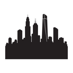 black city skyline silhouette vector, urban landscape, cityscape, for mockup or presentation, website background isolated on Transparent Background