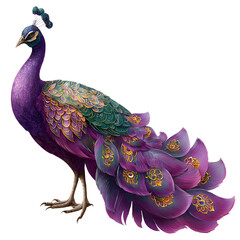 colorful peacock illustration isolated on white background