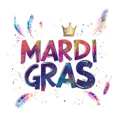 mardi gras colorful festive typography illustration