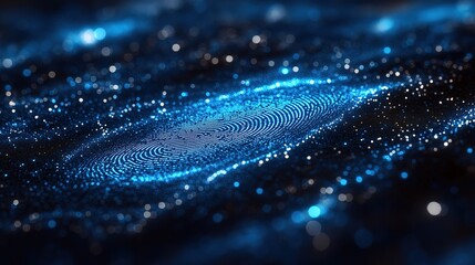 Blue Digital Fingerprint - Abstract Tech Background with Connected Dots and Lines