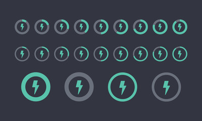充電状態を示すバッテリーアイコンの進捗バリエーション