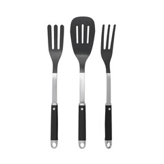 Naklejka premium Set of Three Kitchen Utensils Placed on a Plain Background for Cooking and Food Preparation Tasks