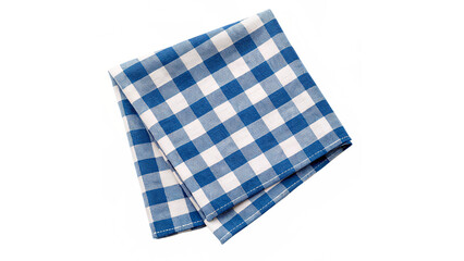 blue and white checkered napkin or tablecloth isolated on transparent background