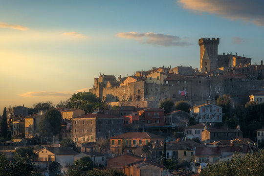 Sunset View of Capalbio Medieval Village in Maremma, Italy