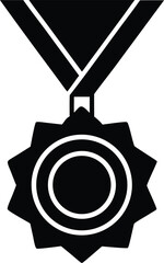 Simple black award medal icon illustration