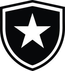 Black and white shield icon with star symbol