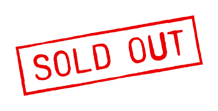 Sold out stamp red colored isolated vector illustration.
