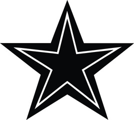 Bold Black Star Icon with White Outline Design