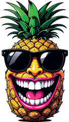 Cool Pineapple Mascot with Shades and Wide Grin