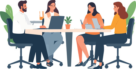 Diverse Business Team Working Together in Modern Office