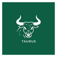 Taurus Zodiac Sign Bull Illustration Design.