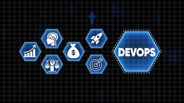 Dev Ops concept with icons for development and operations collaboration DevOps technology