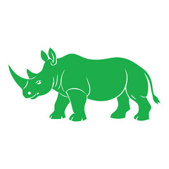 Obraz premium Green Rhinoceros Silhouette Vector Wild Safari Animal Illustration