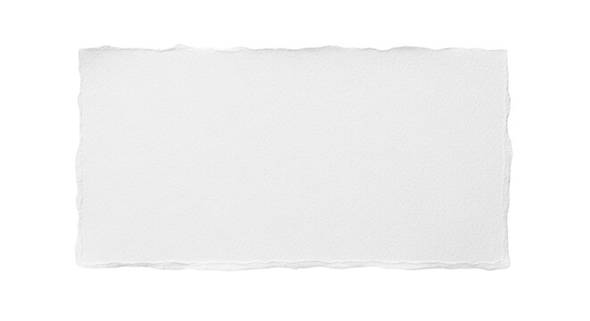 Rough edged paper texture isolated PNG, blank watercolor paper with deckle edge for graphic design and artistic compositions on transparent background