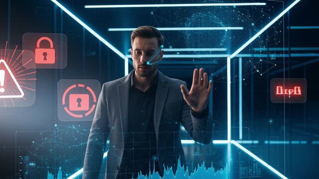 Operator Manipulates Virtual Security Space With Precise Gestures And Displays