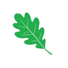 Green Oak Leaf Silhouette Vector Isolated Illustration