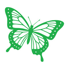Green Butterfly Silhouette Vector Isolated on White Background © njiwstwn