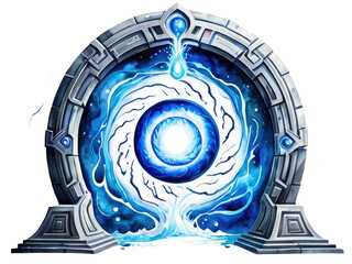 Fototapeta premium A mysterious portal with swirling blue energy, potentially leading to another dimension or reality