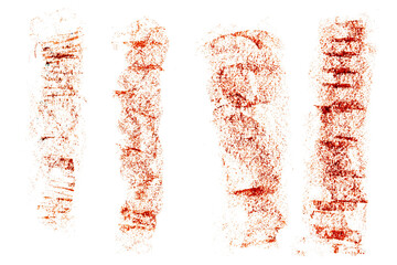 Ink roller brush strokes textures. Punk rock wall grunge paint stripes print. Brayer black lines. Thick rectangle stamps set. Chalk wide underlines. Vector smear labels background. Graffiti elements.
