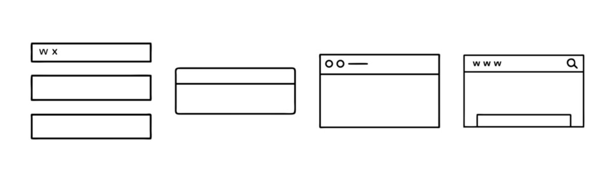 Set of minimalist line icons representing web browser address and URL input fields.