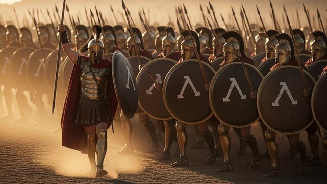 Captain directs shielded troops as sunlight barely shines through dust