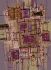 Abstract image for printing. Picture for modern interiors. The picture is painted by hand on a tablet. © neurostructure