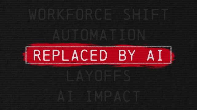 replaced by ai scrolling text sequence with documentary style title animation for news topic and trend