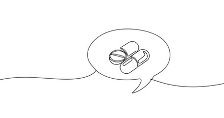 Obraz premium Minimalist line art of speech bubble with capsules. No editable stroke