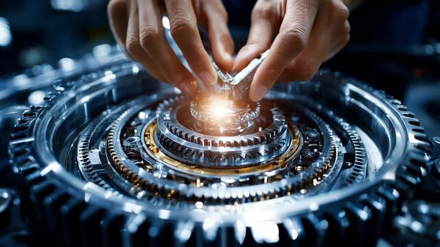 Technician using specialized instruments to measure and finetune synchronizer rings demonstrating the importance of precision in automotive gear system repairs.