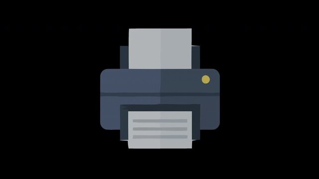 A crisp video animation of a modern office printer icon representing efficient document production and essential digital workflow processes, perfect for technology explainer content