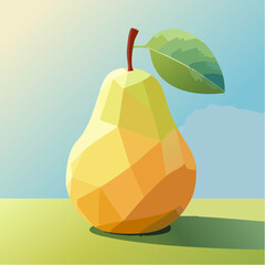 Ż&oacute;łta gruszka z zielonym listkiem