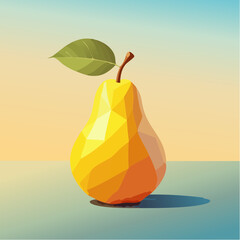 Ż&oacute;łta gruszka z zielonym listkiem