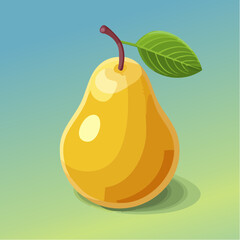 Ż&oacute;łta gruszka z zielonym listkiem