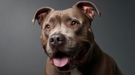 Captivating Portrait of a Friendly Brown Dog with Intense Gaze Against a Dark Gray Background Showcasing the Beauty of Canine Companionship
