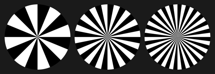 Abstract burst vortex black and white vector set.