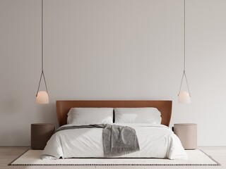 Modern Apartment Bedroom Interior in Minimalist Style for Real Estate Marketing, 3D Render