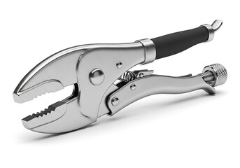 Close up view of a chrome pliers tool with black handle
