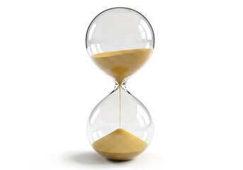 Hourglass with sand flowing between two clear glass bulbs