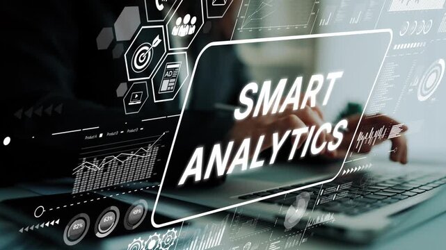 Modern Smart Analytics Concept with Abstract Technology Background and Data Visualization Elements. Asymptotic smart data analytic.