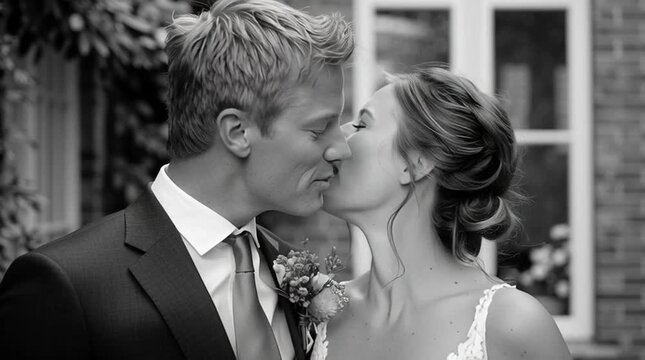 Bride and groom sharing a quiet, silent smile. Subtle connection captured without exaggeration, conveying authentic intimacy and refined romantic elegance.

