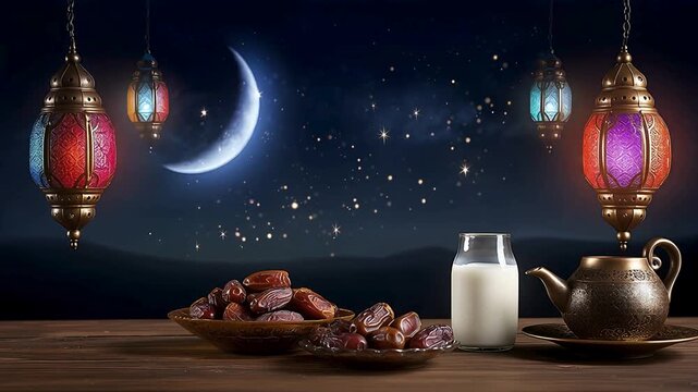 Ramadan background, ramadan background videos, dreamy ramadan kareem background, moon and sky background, mosque background, ramadan advertising, promotion, 4k