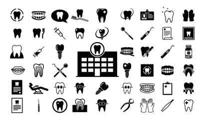 Dental icons and symbols collection
