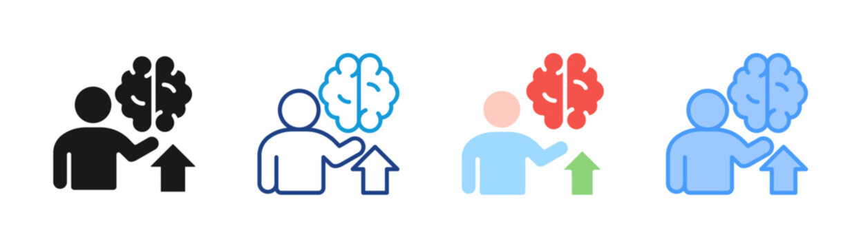 Self Growth icon set multiple style collection