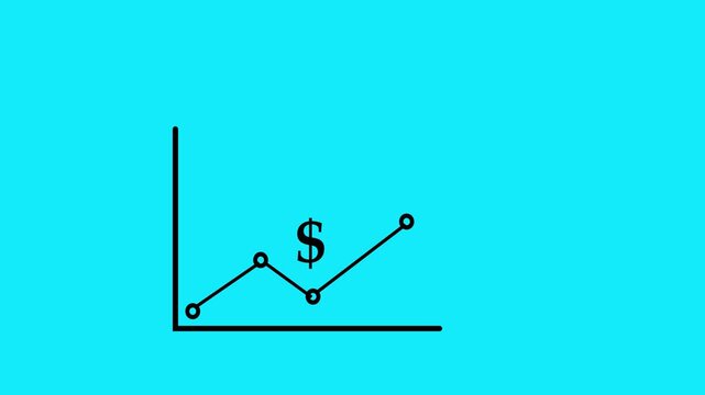 Financial Growth Line Graph with Dollar Symbol Business Profit Concept with on a black background,4k video animation.